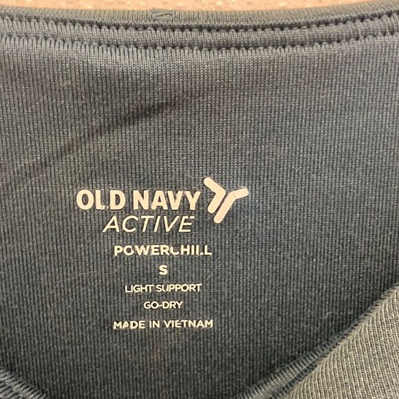 Old Navy Active Powerchill Light Support go dry padded Dark Teal crop top small - Picture 2 of 4